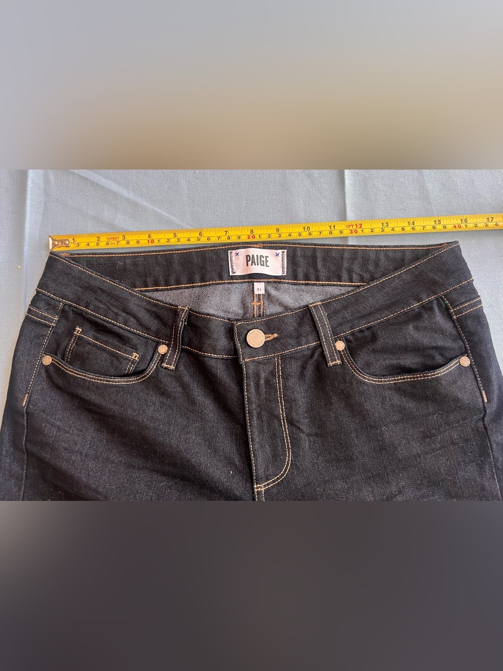 Paige Peg Straight Jeans Sz 31/12 Dark Wash Mid Rise NWOT - Picture 4 of 8